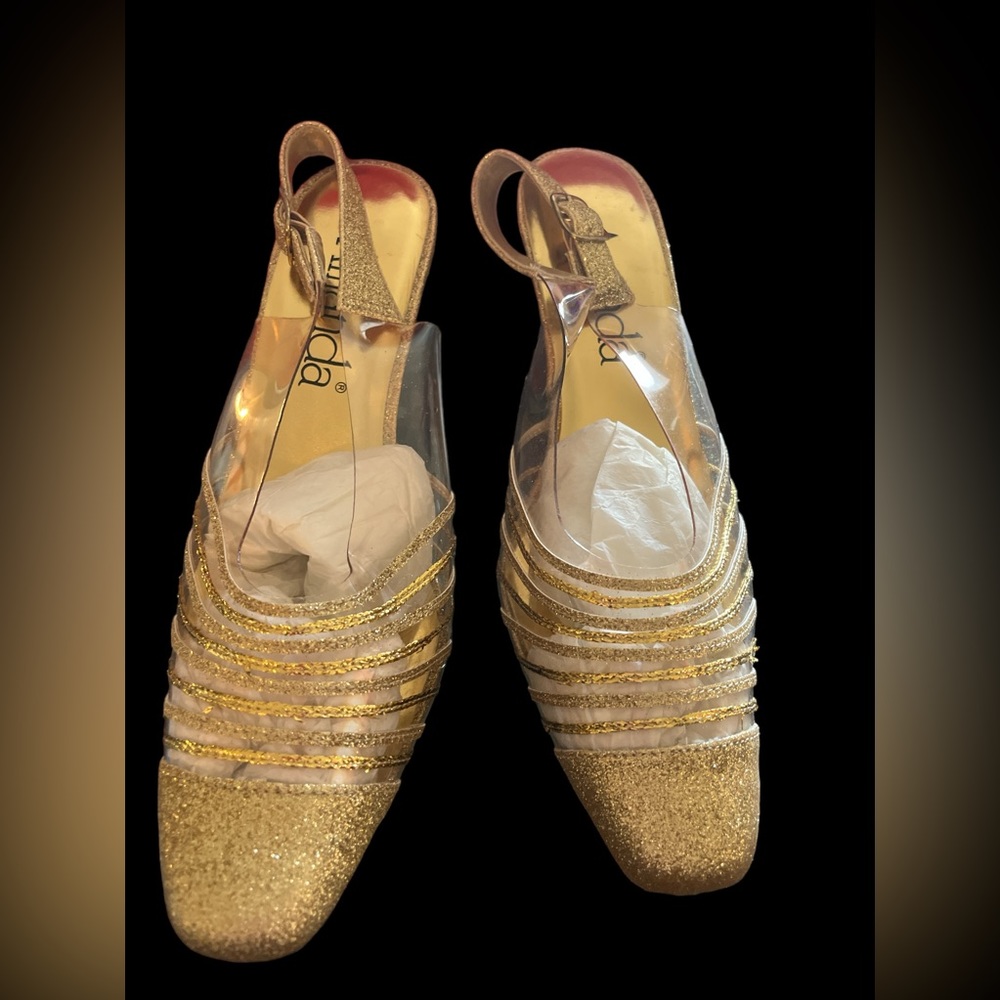 Amanda Cancun Sandals with Gold Glitter over Acrylic